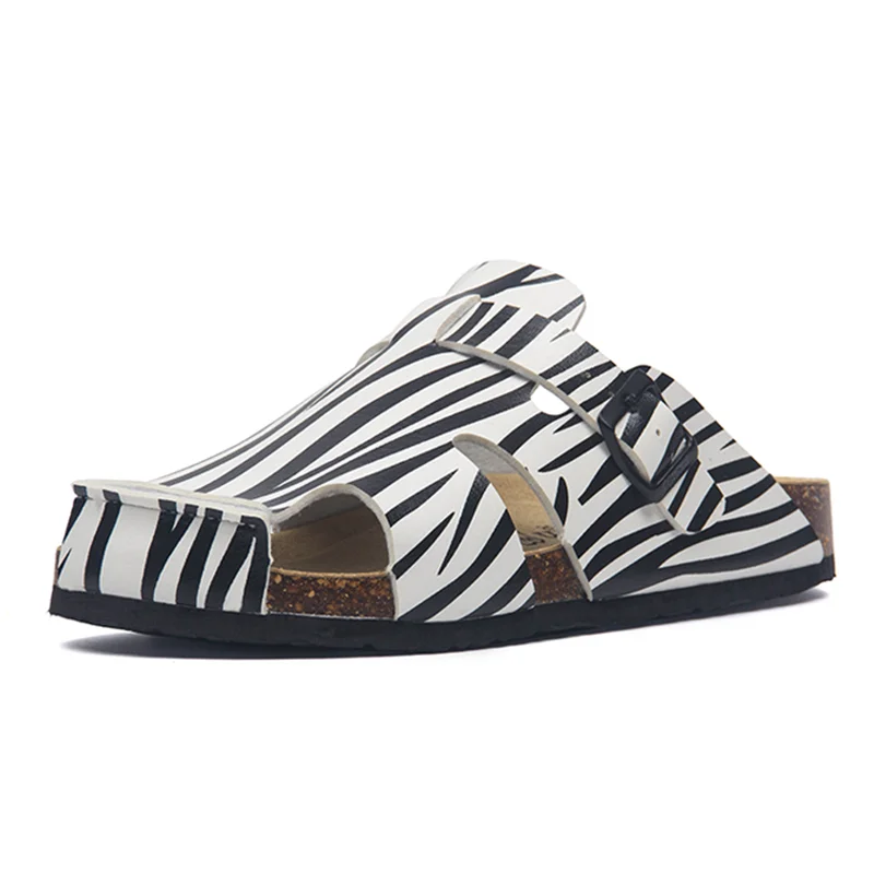 

Summer Men Women Leather Hollow Out Beach Clogs Sandals Round Toe Casual Cork Slippers Flip Flops Comfort Couples Muller Shoes