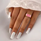 Кольца Saturn в виде космоса для подростков egirls, эмалированные розовые прямоугольные кольца, милые ювелирные изделия kawaii y2k в стиле Харадзюку 90-х, оптовая продажа ювелирных изделий