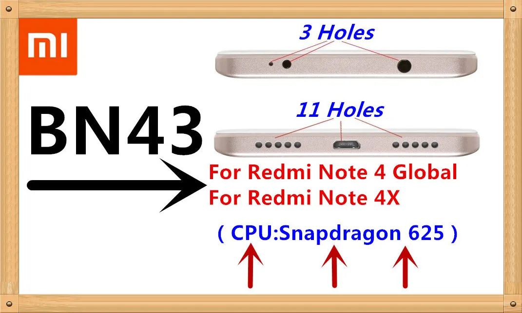 BN30 BN41 BN43 BM46 BM47 Батарея для Xiaomi Redmi Hongmi 4A Note 4 4X MTK global Snapdragon 625 Note 3 3 Pro 3 3S 3X Батарея