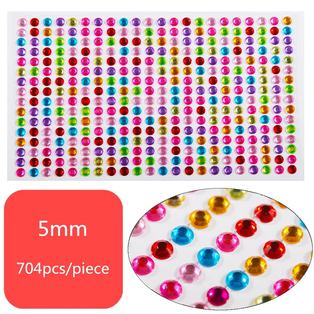 Mixed color 3/4/5 мм самоклеющиеся Стикеры со стразами для ногтей ног дизайн аппликация Маникюр Скрапбукинг наклейки - Цвет: Mixed color