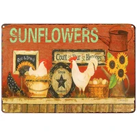 sunflowers chicken sign vintage tin bar sign country farm kitchen wall home decor art signs gift for friend 8x12inch