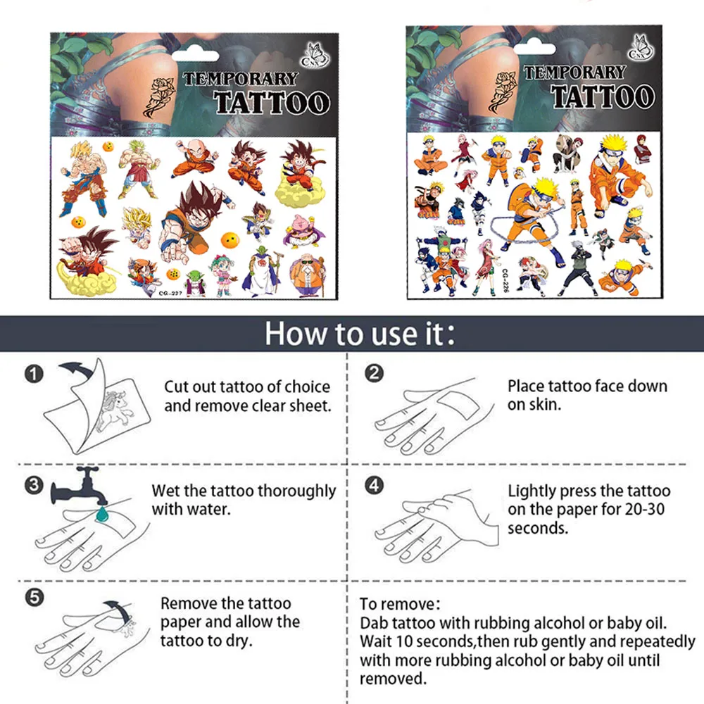 Мультяшная тату-наклейка Наруто аниме наклейки с шариками дракона Сон Гоку Учиха