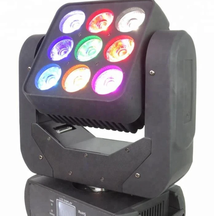 

Guangzhou factory price sharpy moving head LED 9 eye matrix beam dj disco luces led wash led stage light for concert wedding bar