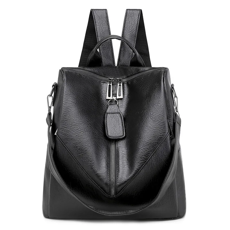 Винтажный женский кожаный рюкзак Packback черный коричневый высококачественный