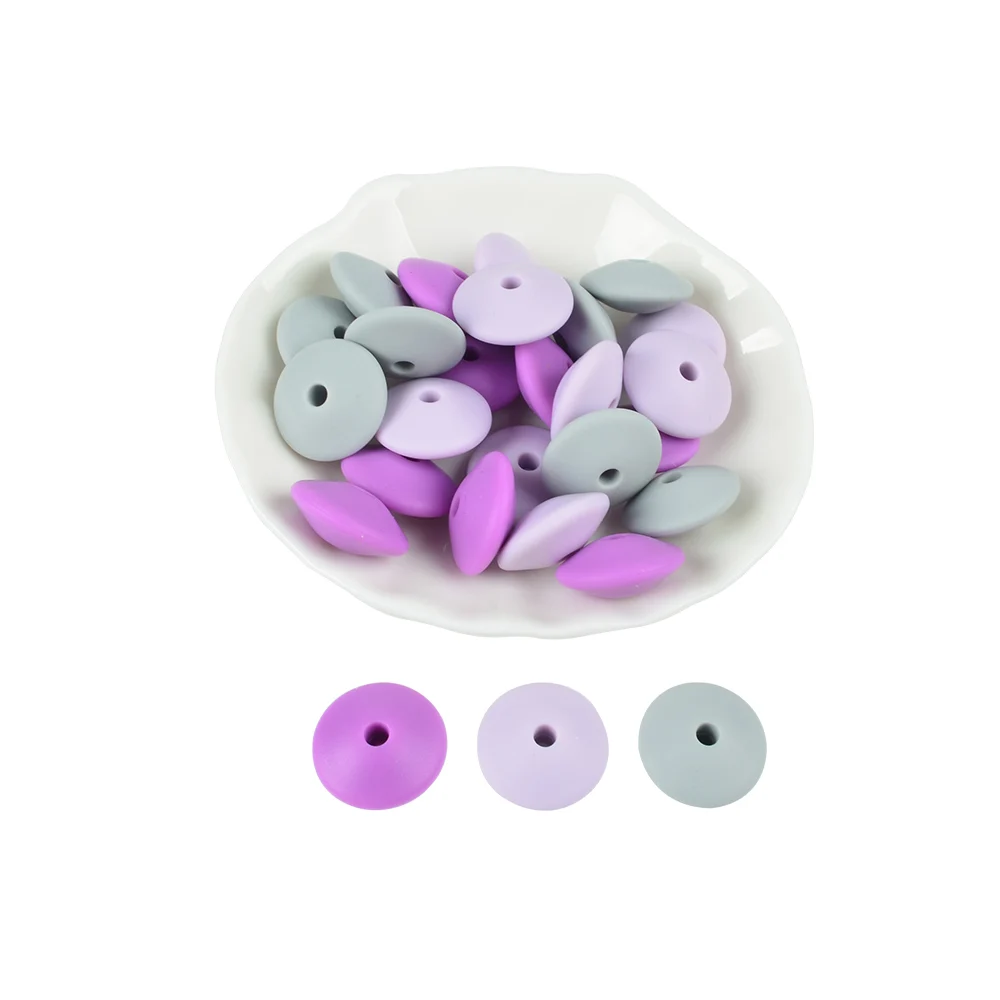 A 15MM 30pcs/lot Silicone lentil Beads Silicone BPA Free DIY Charms Newborn Nursing Accessory Teething Necklace Teething Toy - Цвет: A