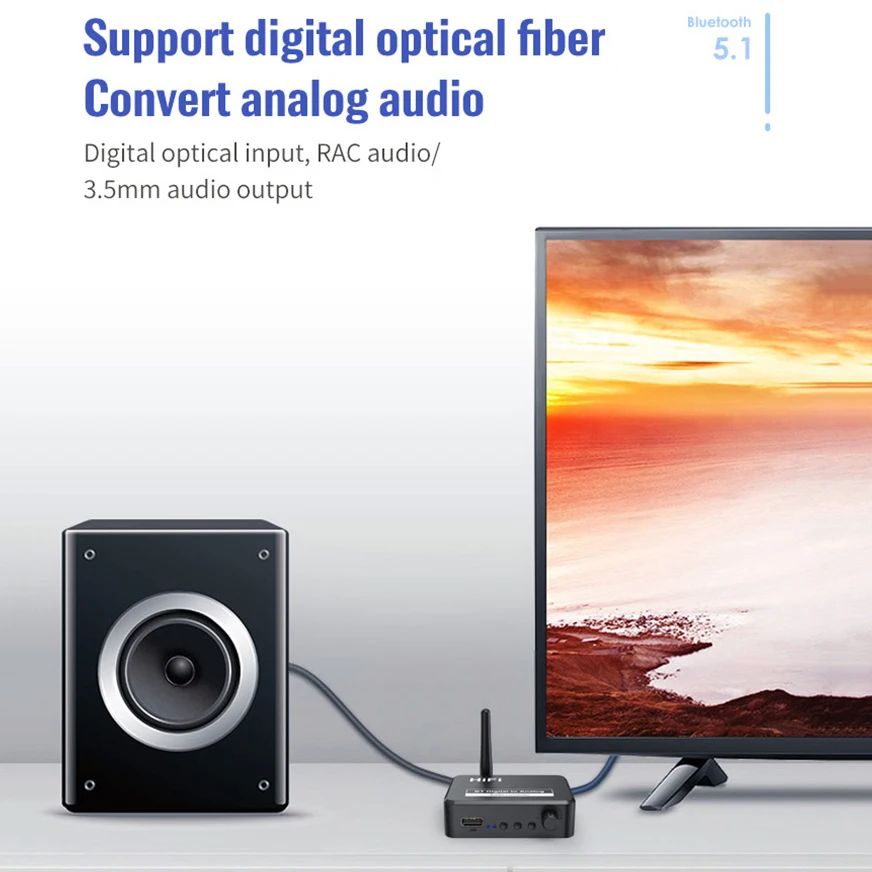 Приемник Bluetooth 5 1 2 в DAC Audio цифро-аналоговый преобразователь 3 мм AUX RCA L/R U-Disk