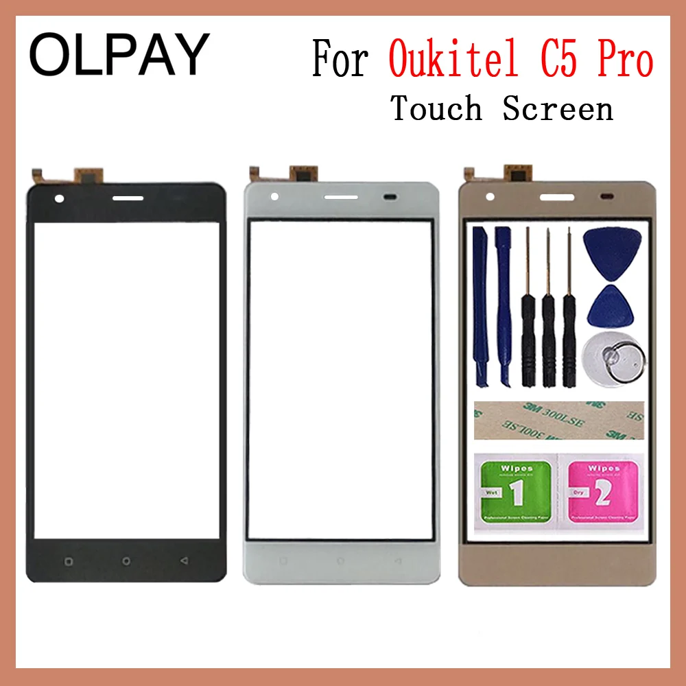 

5.0'' Mobile Phone For Oukitel C5 Pro Touch Screen Glass Digitizer Panel Lens Sensor Tools Free Adhesive And Wipes