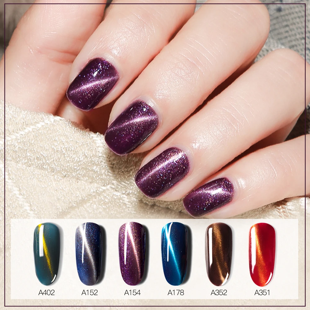 MAYCHAO 6pcs/set Soak Off UV Gel Nail Polish Cat Eye Glitter Art Design Varnish Lacuqer | Красота и здоровье