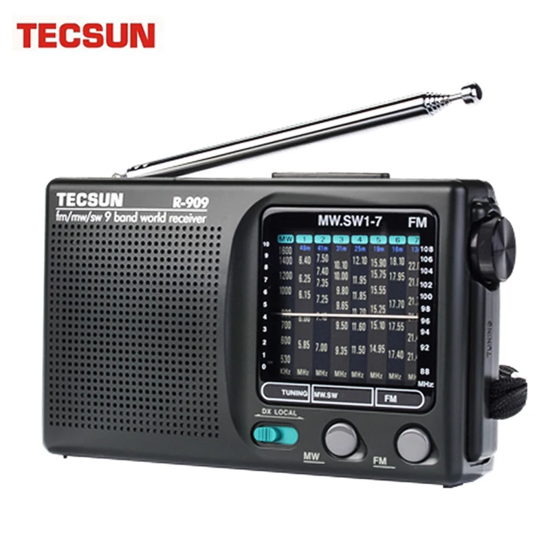 TECSUN R-909 AM/FM/SM/MW (9 диапазонов) многополосный радиоприемник вещание со встроенным