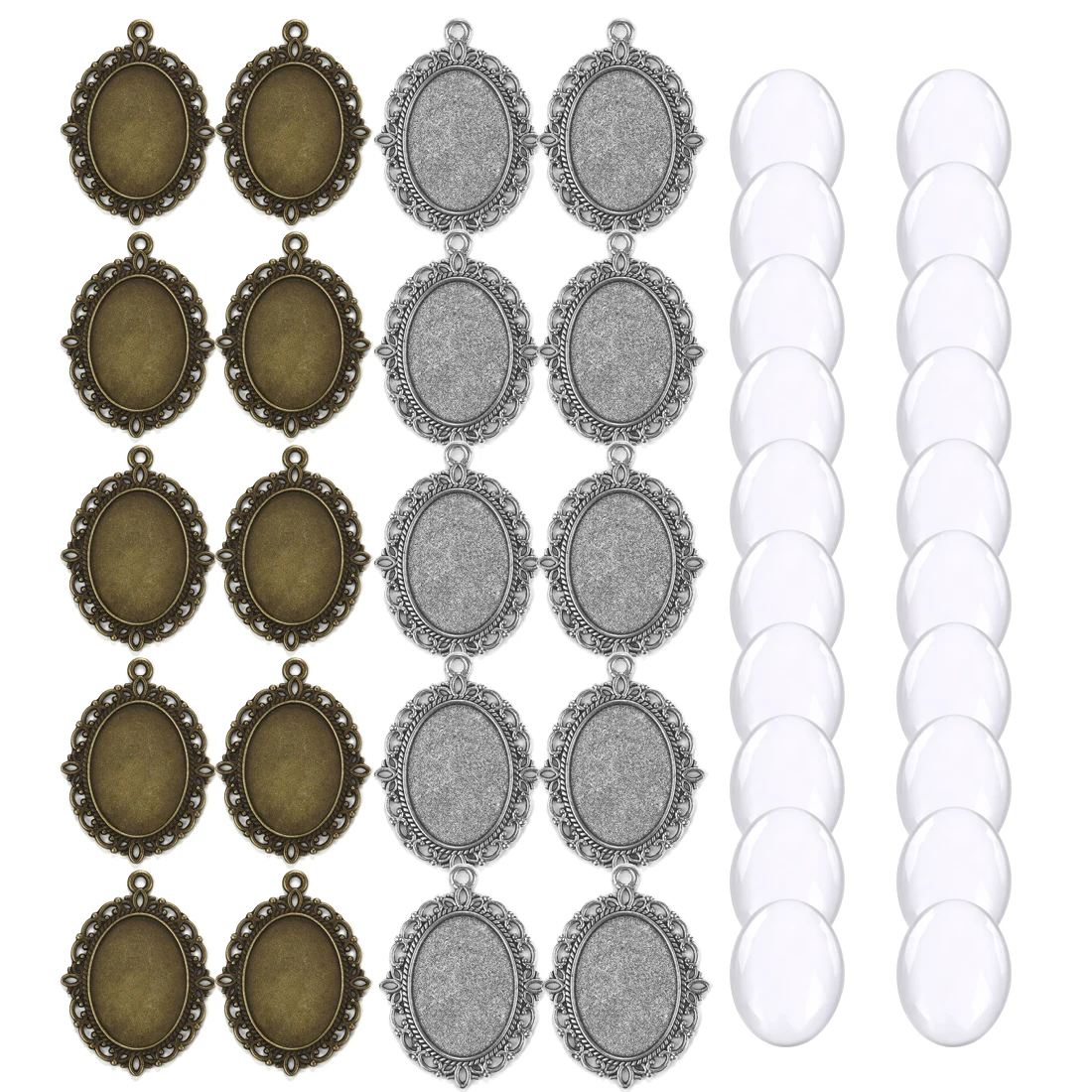 Cabochons en verre pour fabrication de bijoux  40 pièces  Cabochons ovales en verre  pour bricolage