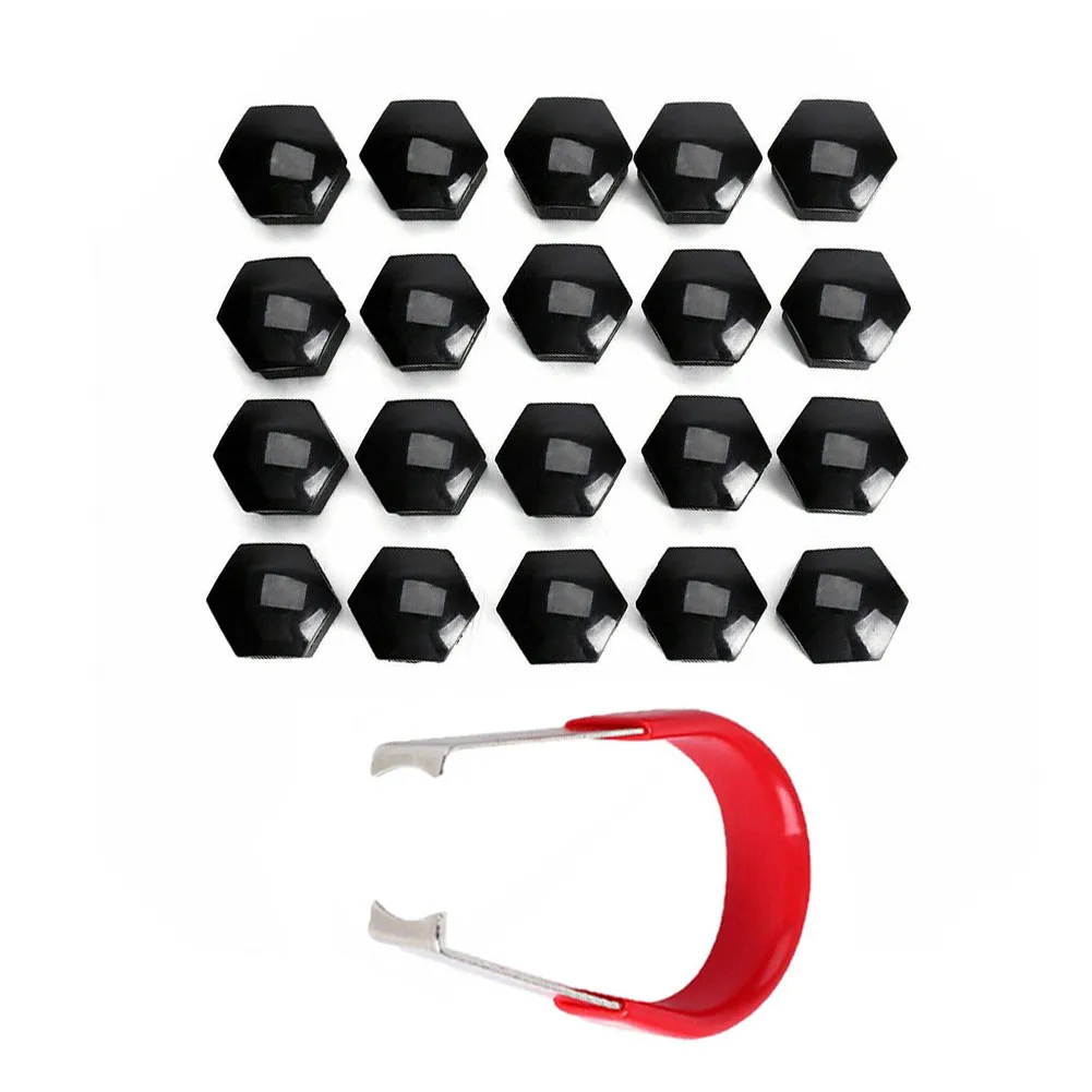 

ALLOY NUT BOLT Accessories Wheel Black COVERS Gloss HEX UNIVERSAL 20PCS