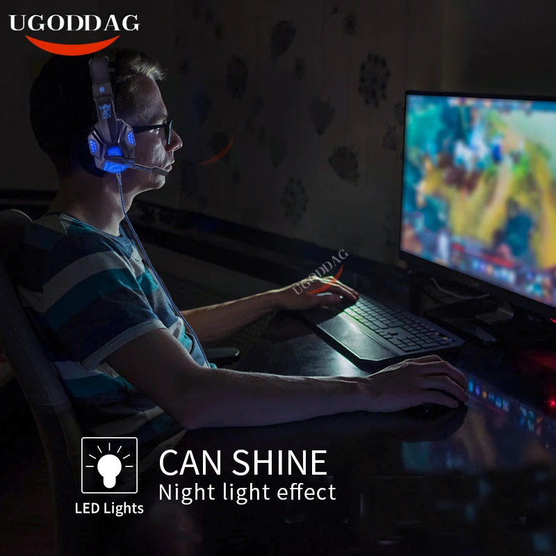 New Deep Bass Headphones Led Light Gaming Earphone With HD Microphone For PC PS4 PS5 Xbox One 3D Surround Sound Headset | Электроника