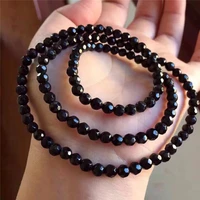 natural healing energy black agate multi turn facet bracelet agate beads bangle elastic pulsera women jewelry