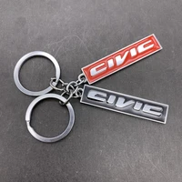 black red car keychain key chain ring keyring key holder for honda civic letters logo keychain car styling auto accessories