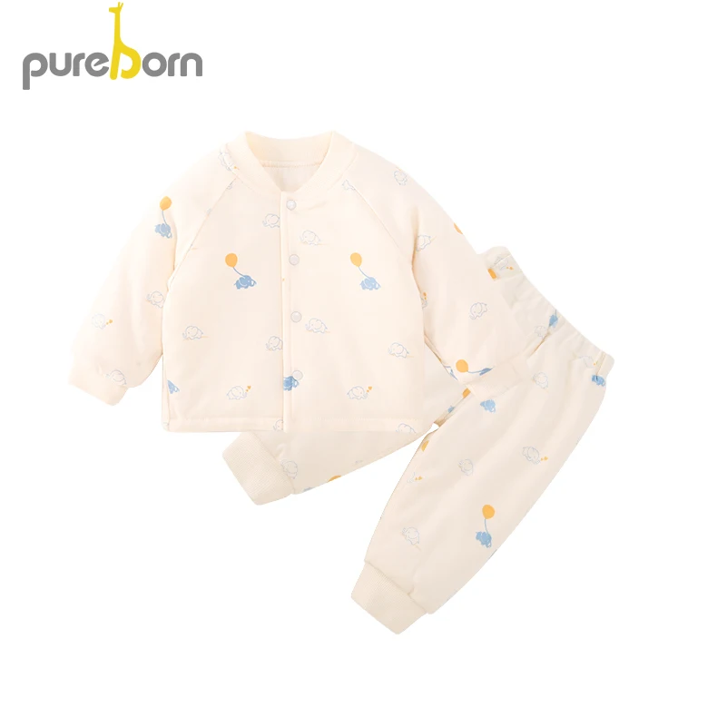 Pureborn/2 предмета одежда для малышей-унисекс младенцев комплект стеганые плотные