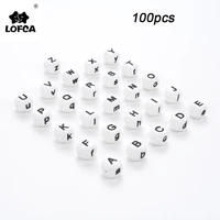 lofca 100pcs silicone beads food grade letter baby teethers beads bpa free loose chewing alphabet bead for personalized name diy