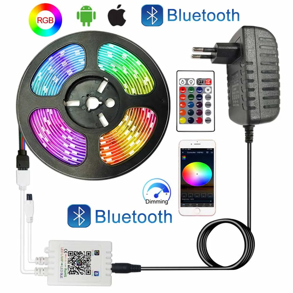 

RGB LED Strips 12V 20M LED Lights for room 5 m 10m 15m WiFi Bluetooth Smart Ribbon Luces RGB Tape LED Strip Lights decoration