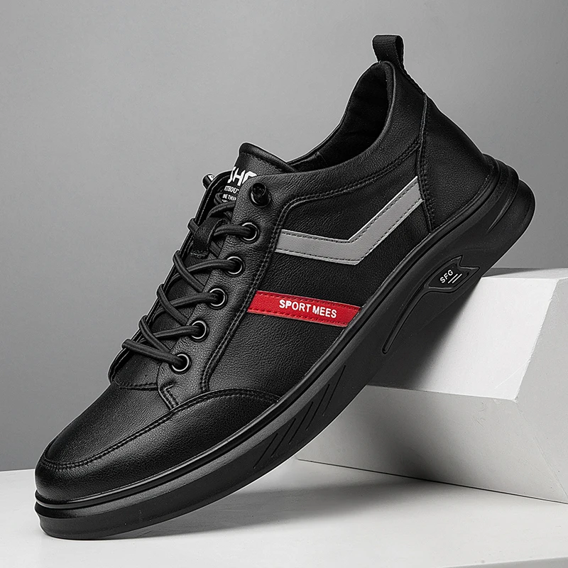 spesifikasi Diskon Besar Sepatu Fashion Untuk Pria Hitam Putih Sepatu Pria Kasual Muda Sneakers Kasual Pria Kulit Asli Sepatu Flat Pria Populer Rendah