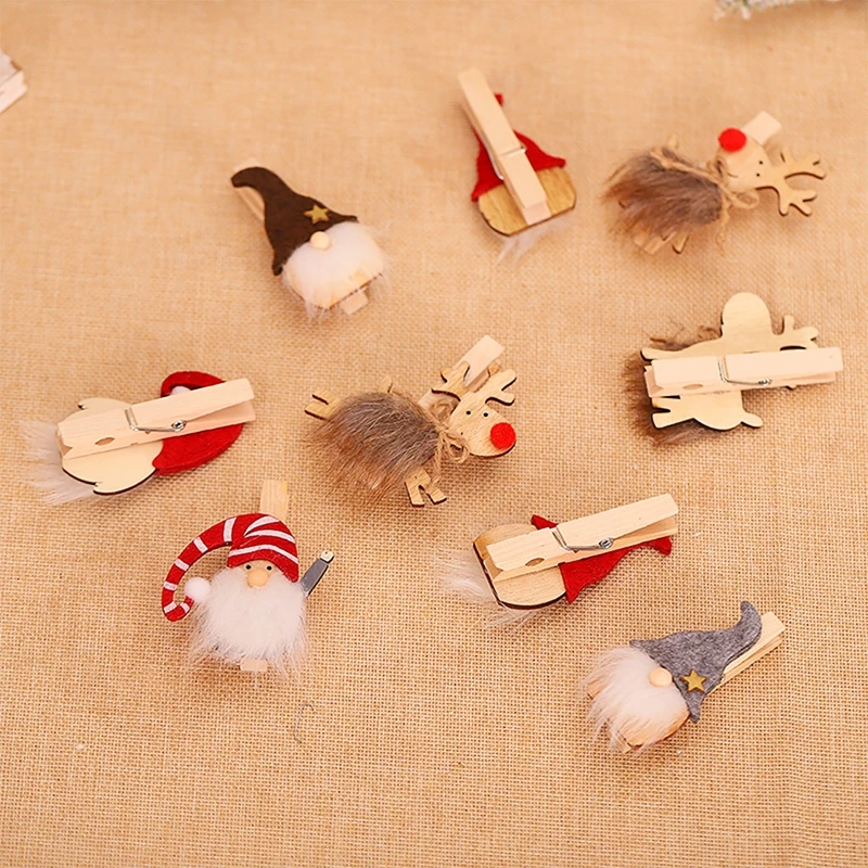 3 шт. деревянные зажимы с изображением рождественских событий Санта Клаус мини