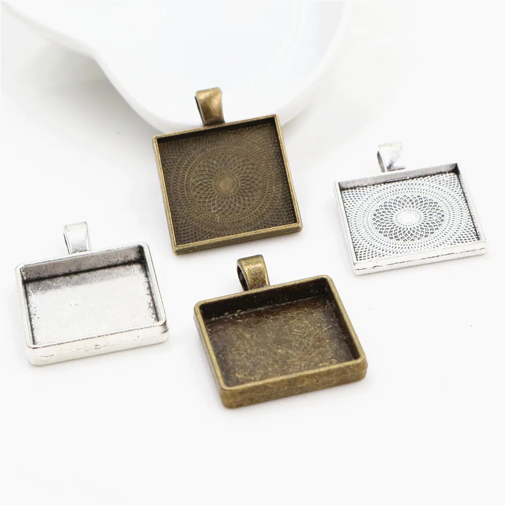 Новая мода 6 шт 20 мм внутренний размер 4 стиля квадратный кабошон основа подвеска