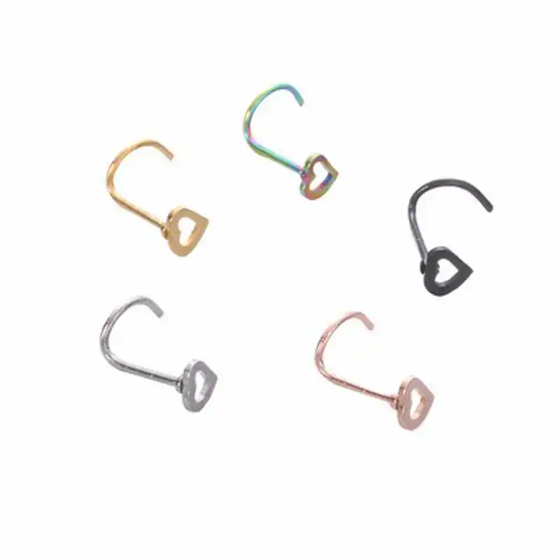 Модный тренд 1 шт нержавеющая сталь Сердце нос бижутерия гвоздики для женщин