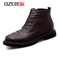 ozersk new men fashion casual business all match dress shoes handmade solid color suede classic simple low heeled short boots