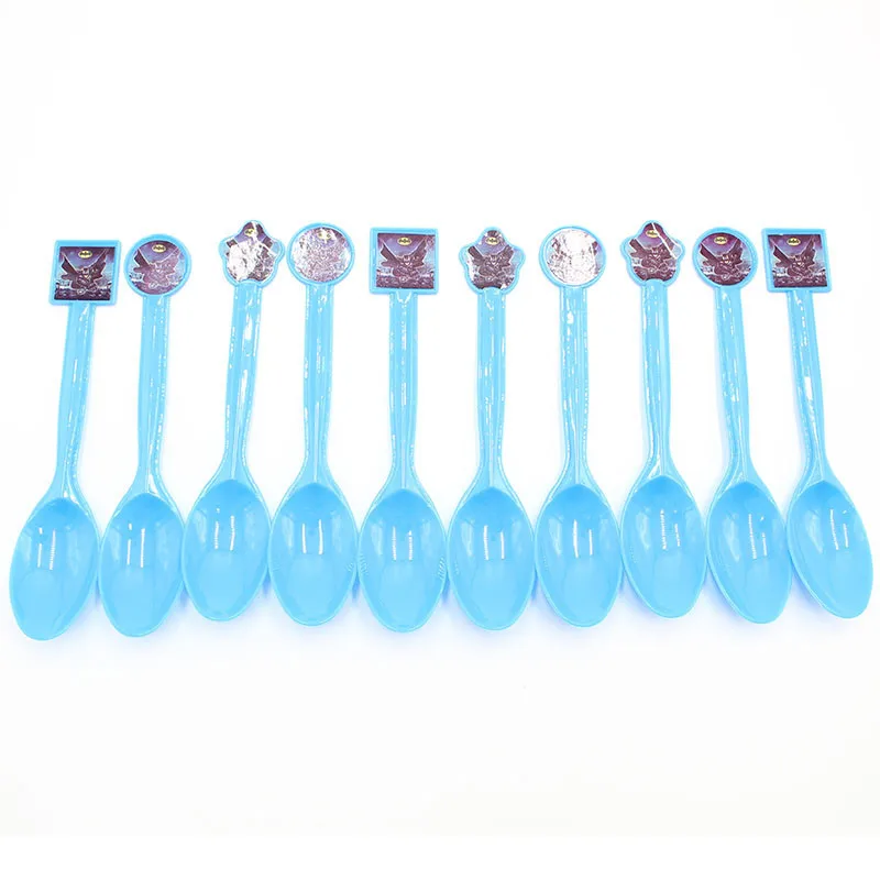 Spoons-10pcs Одноразовая посуда набор бумажных тарелок Бэтмен номер фольги воздушный шар День Рождения украшения дети мальчик пользу Бэтмен вечерние принадлежности - Цвет: Spoons-10pcs