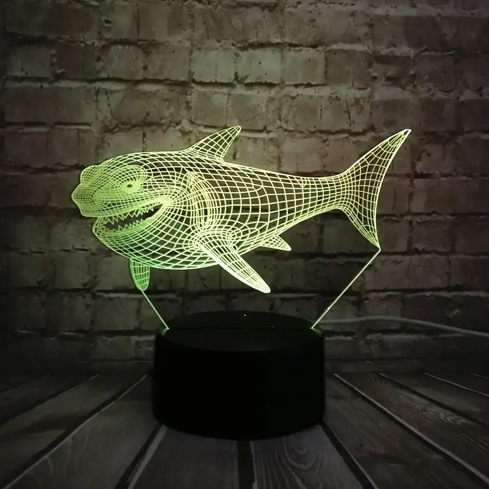 3D игрушка животное мультфильм жестокая акула USB светодиодный светильник Иллюзия