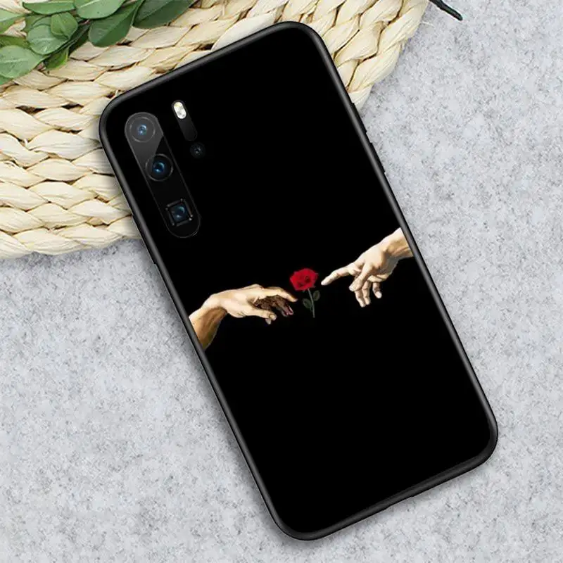 

Beautiful black white Rose flower Phone Case For Huawei honor Mate P 10 20 30 40 i 9 8 pro x Lite smart 2019 nova 5t