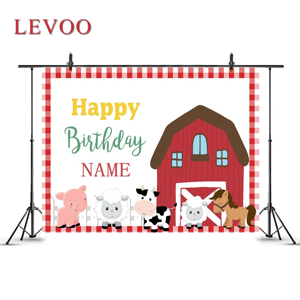 

Levoo Happy Birthday Theme Backdrop Cartoon Farm Animals Party Decoration Background Banner Props Photophone Photo Zone Vinyl