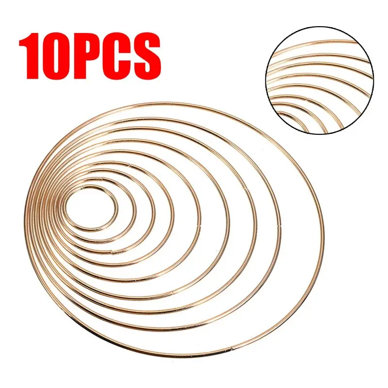 

10pcs/set 35-190mm Gold Dreamcatcher Rings Hoops Set Macrame Craft Hoop DIY Hanging Decorations Accessory