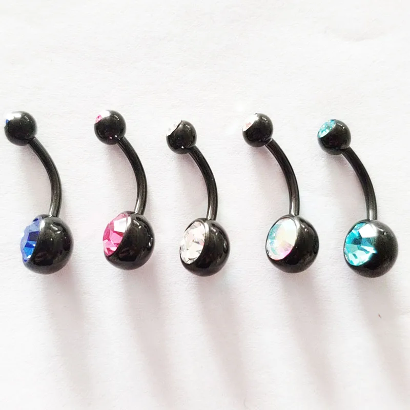 Кольцо для пирсинга пупка женское Ювелирное Украшение с черным покрытием