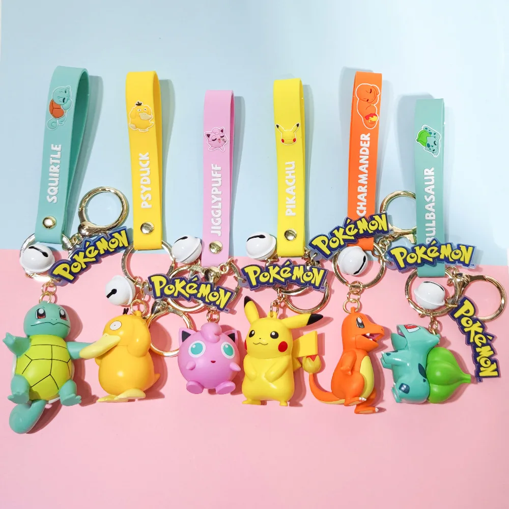 

Action Pokemon Key Chain Pendant Doll Toys For Children Pikachu Psyduck Key Ring Pendant Backpack Ornaments Collectible Gift Toy