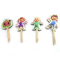 24pcslot cocomelon theme kids favors decorate cupcake toppers with sticks baby shower happy birthday events party cake topper