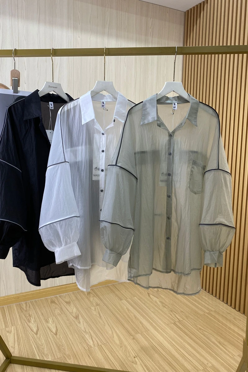 

2021 Summer New Lightweight See-through Edge Sun Protection Coat Shirt Isn Trendy Women's Clothing