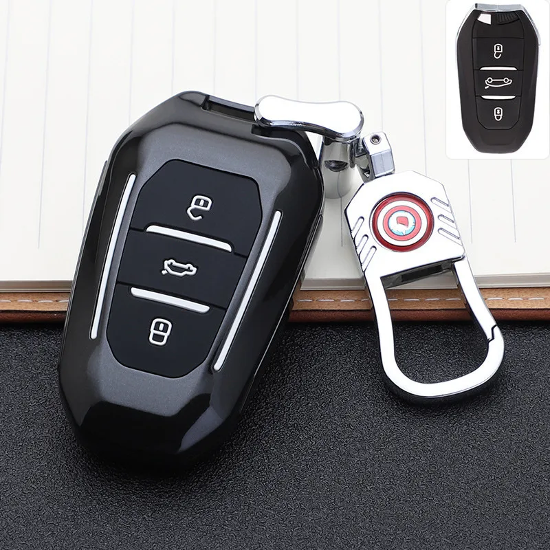 

2019 smart remote car key fob case cover for Peugeot 508 301 2008 3008 4008 407 408 Citroen C5 C6 C4L CACTUS C3XR DS Keychain