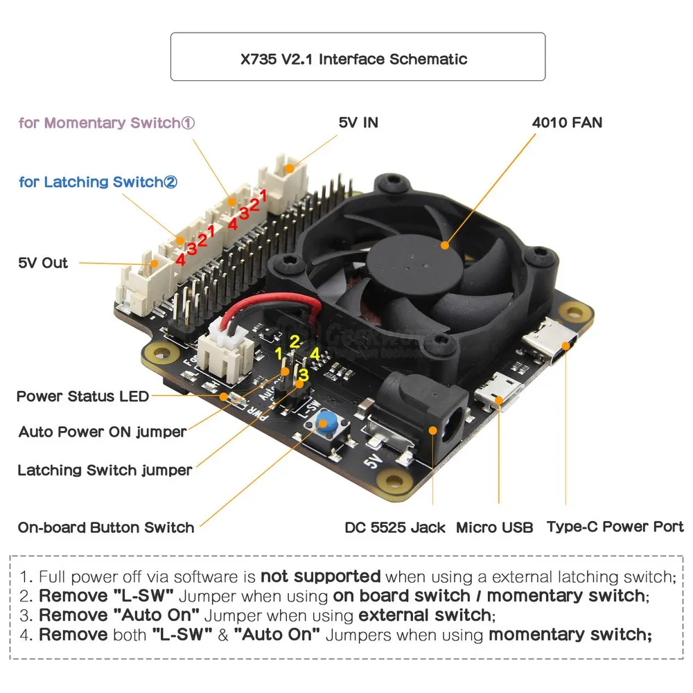 Raspberry Pi 4 Модель B X872 M.2 NVMe SSD щит + X735 плата управления питанием и безопасного