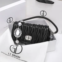 famous fashion luxury brand diamond studded folding chain underarm bag new trend single shoulder messenger bag wallet handbag gg