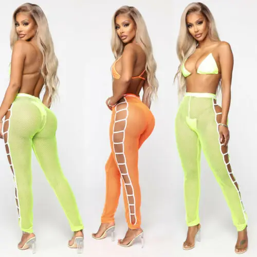 Новые женские пляжные накидки сетчатые летние длинные брюки с эластичной