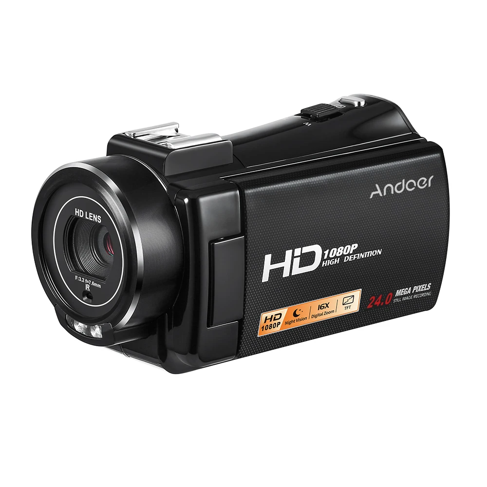 Портативная Цифровая видеокамера Andoer 1080P Full HD 24 МП с дистанционным управлением