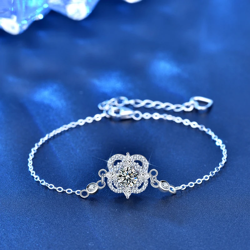 Браслет женский из серебра 100% пробы с четырьмя листьями клевера 925 карат - купить