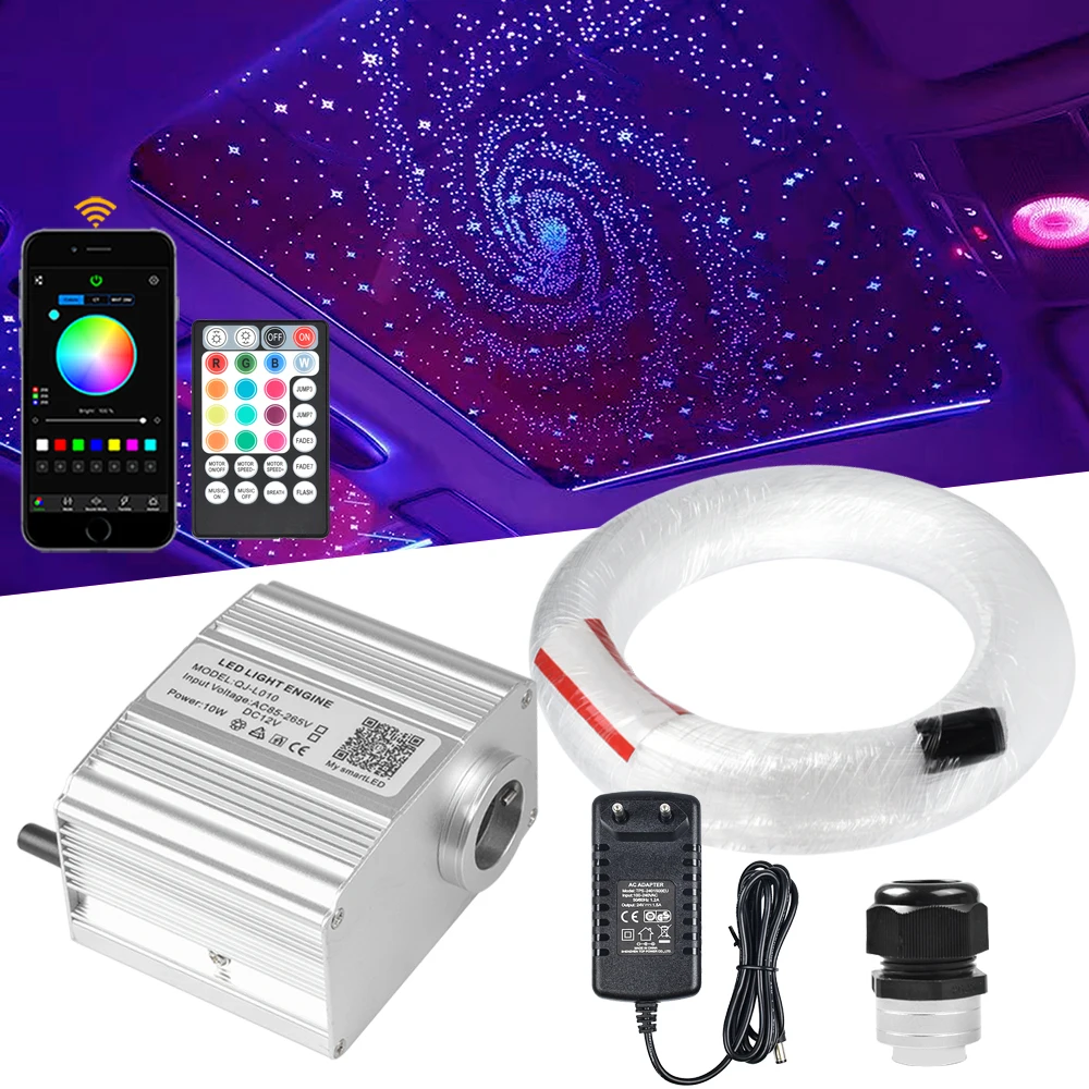 10W RGBW Twinkle Fiber Optic Light Bluetooth APP/Music Control Star Ceiling LED Lights Kit-Cable 0.75mm 2M/3M 200~300PCS