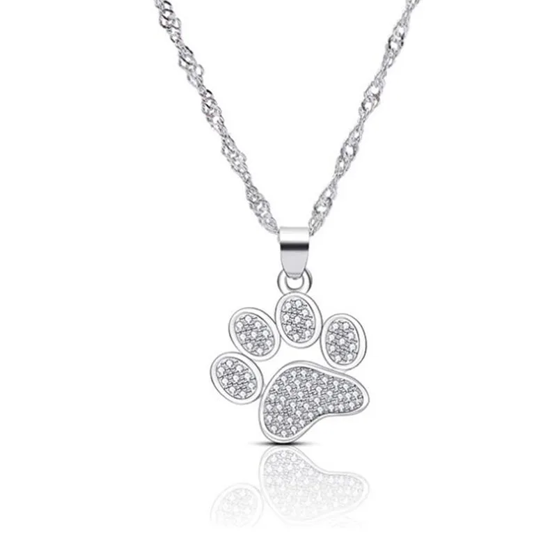 Custom Bling Bear paw with Full Crystal Personalized Jwelery Necklace 925 Silver For Women Choker Gift