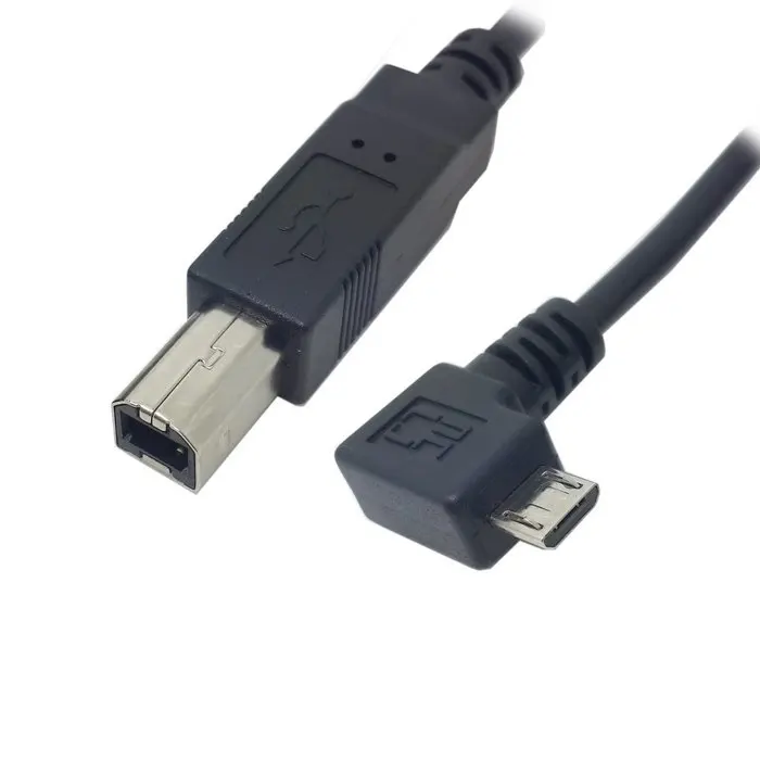 

90 Degree angled Micro USB OTG to Standard USB 2.0 B Type Printer Scanner Hard Disk Cable 60cm 30cm