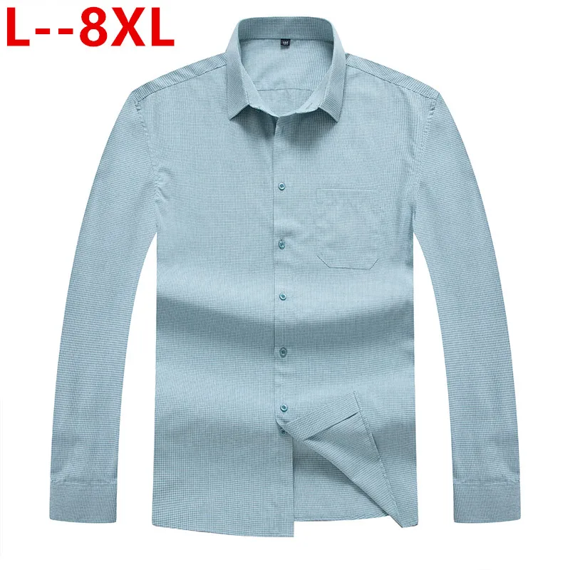 

Autumn 8XL Spring 6XL Quality Flannel Plaid Red Checkered Shirt Men Long Sleeve Chemise Homme Cotton Dress Shirts