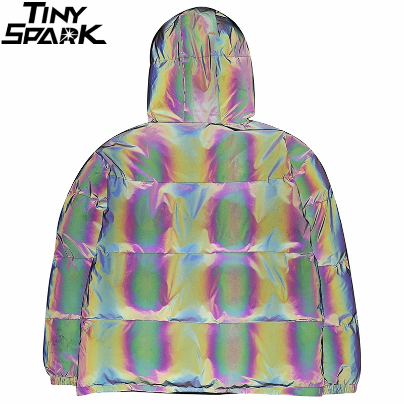 Двусторонняя куртка-парка в стиле хип-хоп Мужская Уличная Светоотражающая