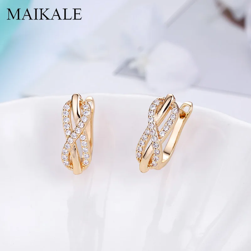 MAIKALE, классические геометрические серьги-гвоздики, кубический цирконий, бесконечность, очаровательные серьги, золото, серебро, милые корейские серьги для женщин, подарки