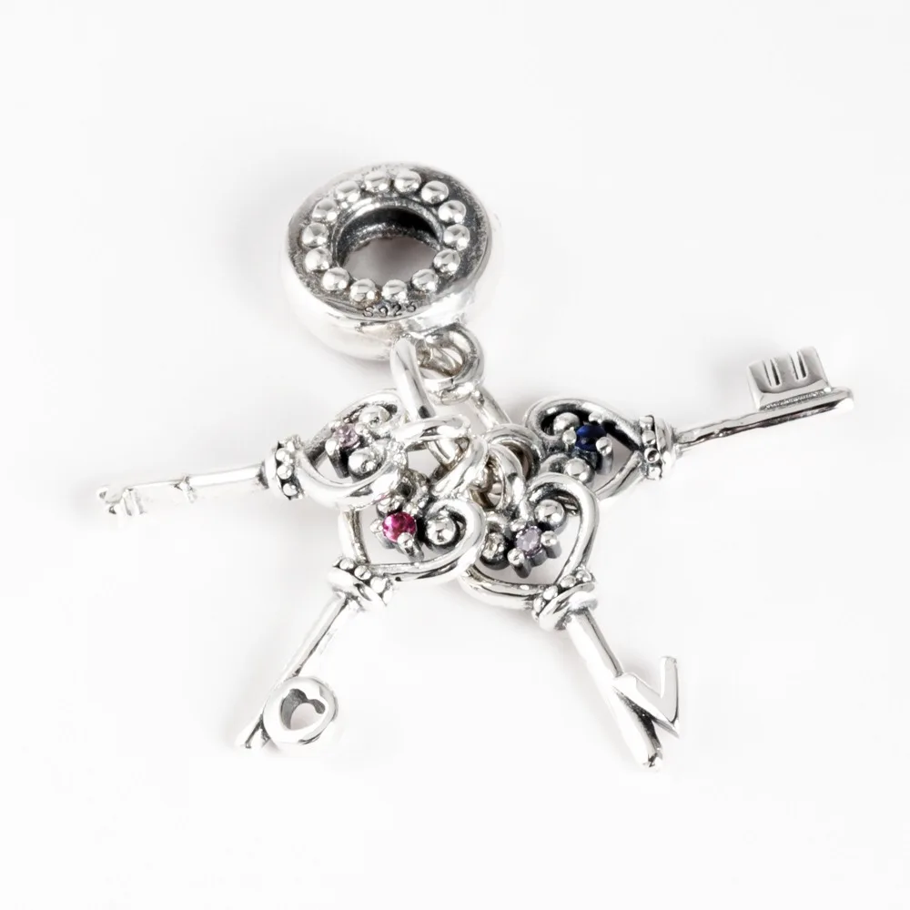 

Authentic 925 Sterling Silver Keys of Love Hanging Charms Fit Original Bracelet For Women DIY Jewelry S925 pandora Beads