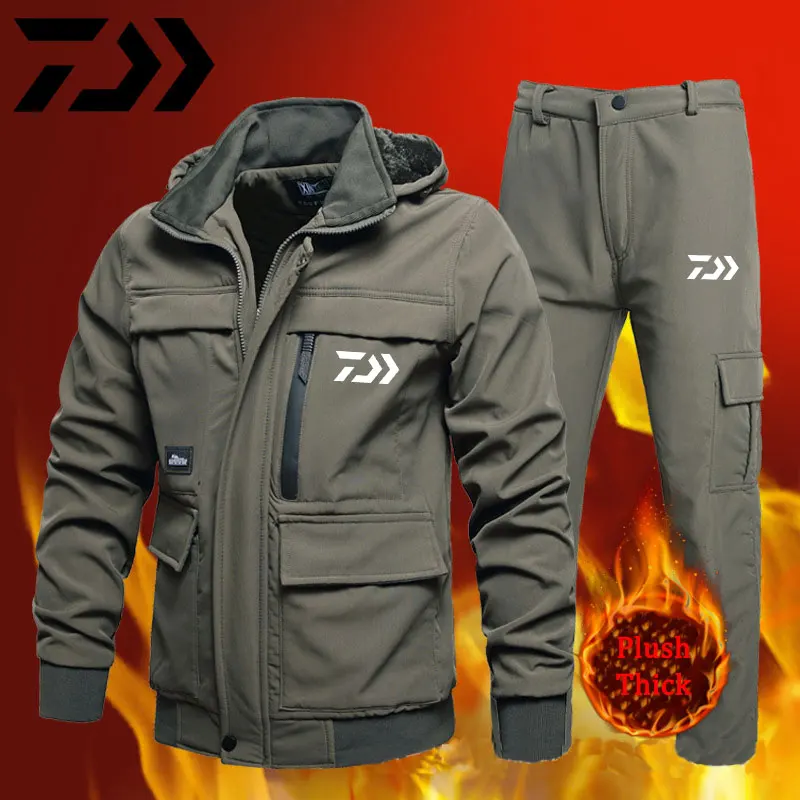 

Daiwa Fishing Clothing Winter Thicken Fishing Suits for Men Hoodie Camouflage Fihsing Wear Outdoor Sport Hiking Fishing Jerseys