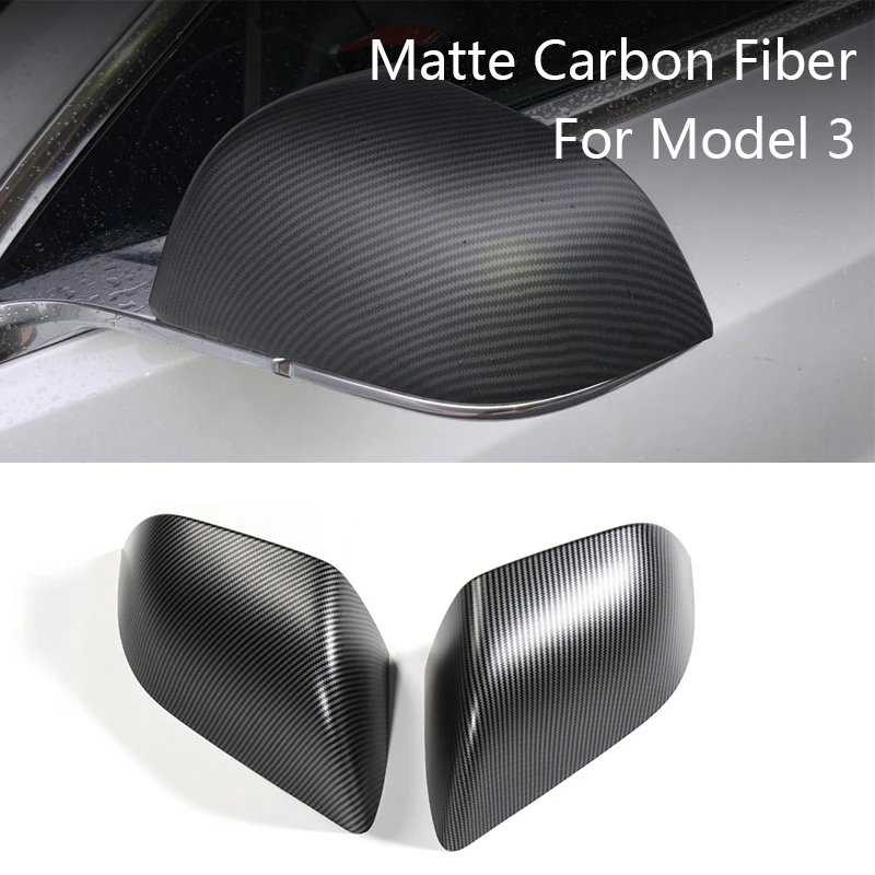 

Защитные крышки для зеркал заднего вида из матового углеродного волокна, защитные крышки для боковых зеркал Tesla Model 3, модификация внешнего в...
